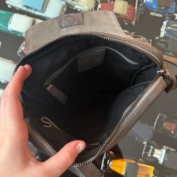 Habour 2nd Grey Crossbody Leather Purse Bag Satchel Grunge Suede - Picture 6 of 6